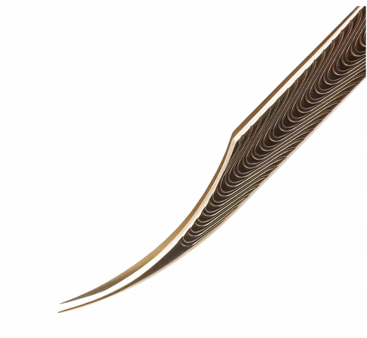 VF-05 Champagne Gold Curved Tip Tweezers for Eyelash Extensions
