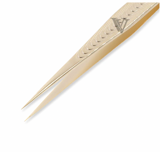 VF-08 Champagne Gold Straight Up Lash Tweezers