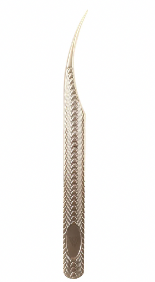 VF-05 Champagne Gold Curved Tip Tweezers for Eyelash Extensions