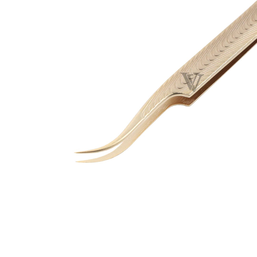 VF-06 Champagne Gold Curved Tip Lash Tweezers